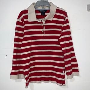 Abercrombie Kids Red & White Polo Long Sleeve M